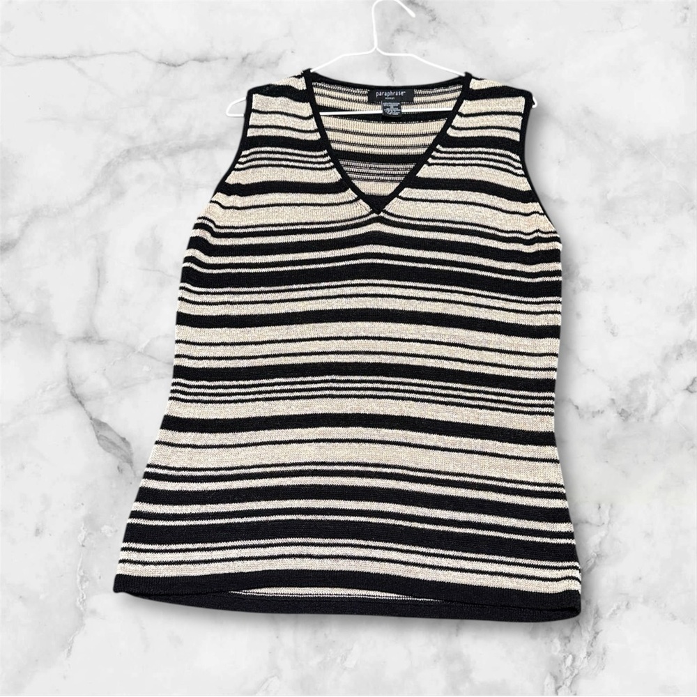 Paraphrase woman Black and Tan Striped Tank Top v neck size 1X